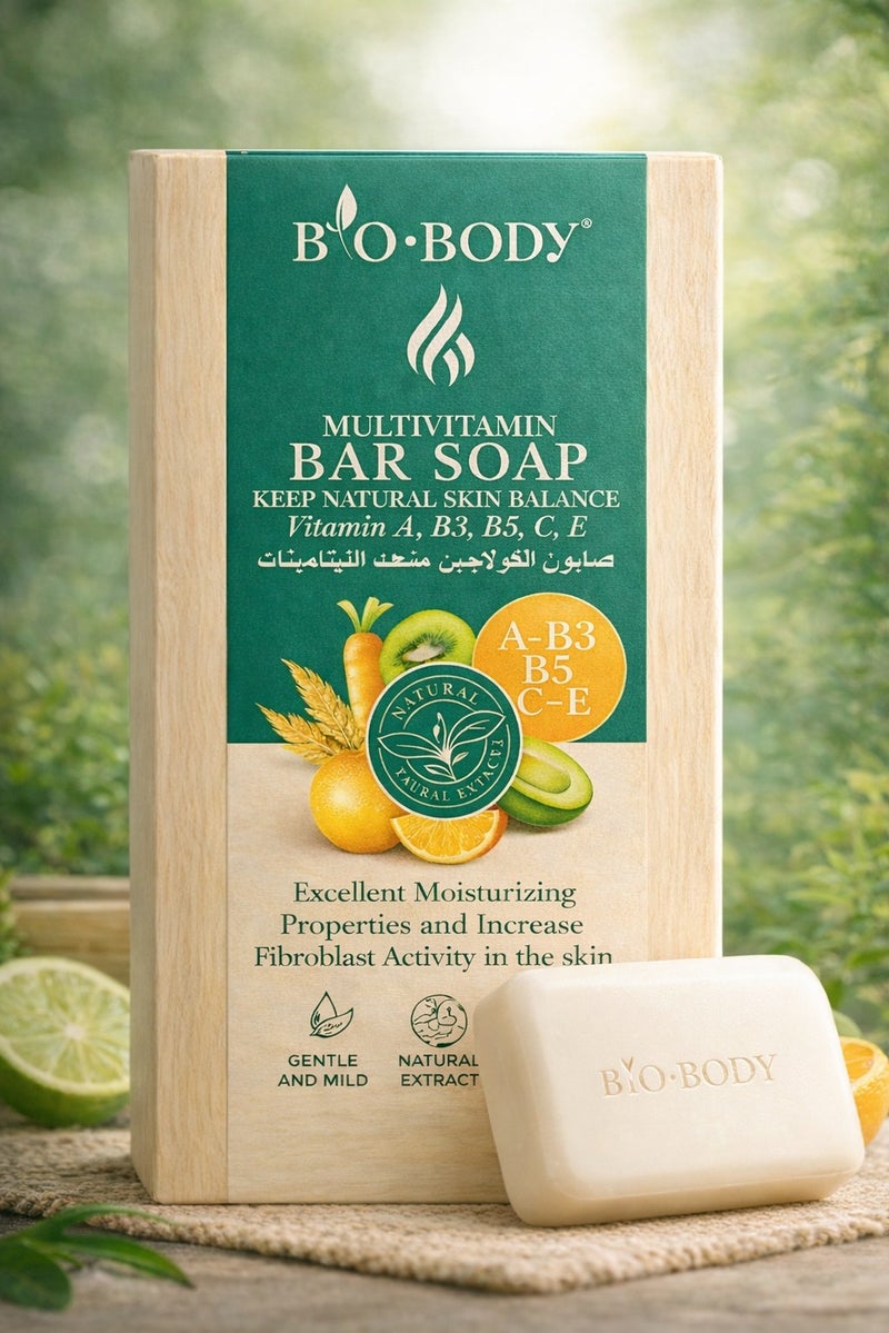 bio-body Multivitamin Bar Soap | Vitamin A, B3, B5, C & E Moisturizing & Gentle Care 100 gm - Image 1